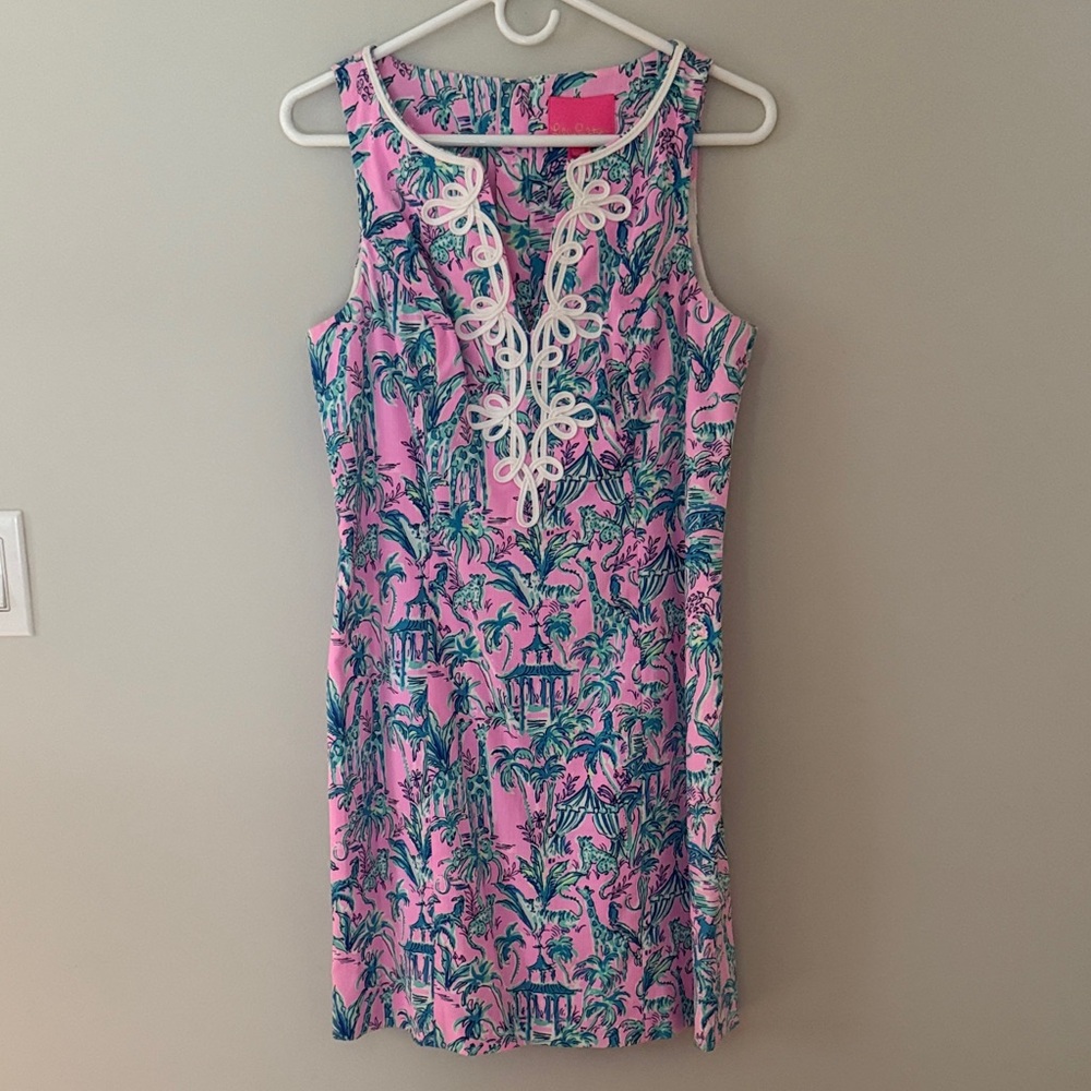 Lilly Pulitzer Pink and Green Tropical Mini Dress